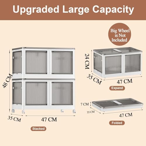 Image of YASONIC ๐ฎ ๐ง๐ถ๐ฒ๐ฟ Foldable Plastic Rack for Storage /Kitchen Cupboard /Versatile and Sturdy Wardrobe for Clothes /Multipurpose Storage Organizer /Closet for Bedroom /Living Room /Laundry Room (White)