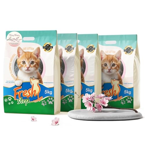 Image of Fresh Step Dream Flower Scented Cat Litter - 5kg | Ultra Absorbent, Quick Clumping, Odor Control, Dust-Free Formula for Cats (Pack of 4)