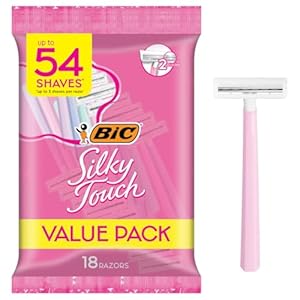 BIC Silky Touch Women’s Disposable Razors, 2 Blades For a Sensitive, Soothing and Comfortable Shave, 18-Count