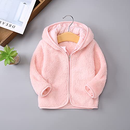 Girls Flannel Fleece Jacket Kids Fuzzy Ears Zip Up Teddy Hoodies Fall Long Sleeve Cute Bear Soft Warm Thermal Coat2
