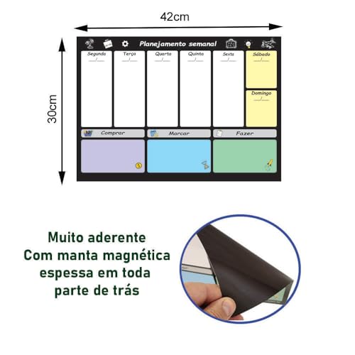 Planner senamal planejador magnético geladeira com 6 emoticons 4 canetas e apagador com imã controle
