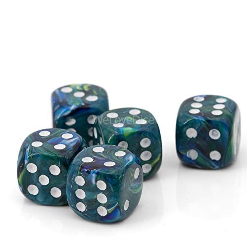 W6 Würfel Ozean grün/weiß - Made in Germany! - 5Stk