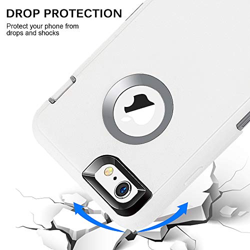 Maxcury Comaptible With Iphone 6 Plus Case, Iphone 6S Plus Case, Heavy Duty Shockproof Series Case For Iphone 6 Plus/6S Plus (5.5") With Built-In Screen Protector Case Cover (White/Gray) #TOP2