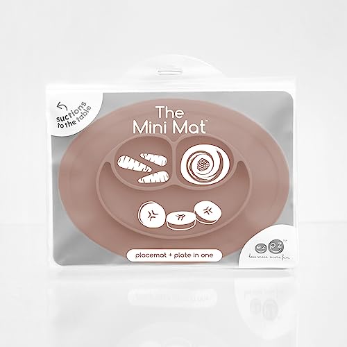 Image of ezpz Mini Mat - 100% Food Grade Silicone Suction Divided Plate with Built-in Placemat for Infants + Toddlers Promotes Baby Self-Feeding for Highchair, Dining Table - Microwave Safe - 6Months+ (Sienna)