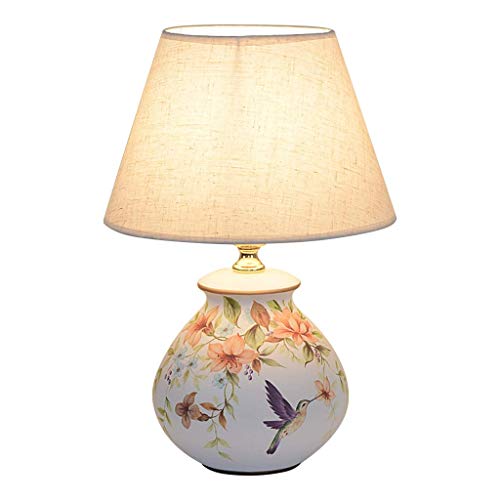 AKK Lampes de Bureau Lampe de Chevet Peinte À La Main Céramique Chambre Étude Européenne-Style Salon Lampe de Table,A,Interrupteur de Commande À Distance