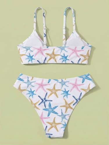 Image of COZYEASE Girls' 2 Piece Ditsy Floral Print Knot Front Ruched Triangle Bikini Swimsuit