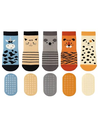 Basic Treasure 5er Pack Stoppersocken Baby Tiermotive, Kleinkinder ABS...