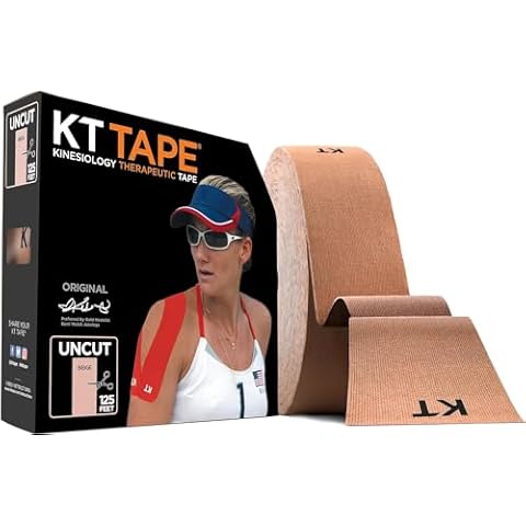 KT Tape, Original Cotton, Elastic Kinesiology Athletic Tape, 125’ Uncut Roll, Beige Cover