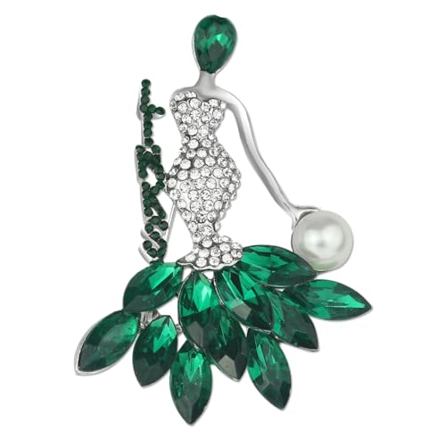 Image of Greek Sorority Brooch Pin for Women Sorority Gift Paraphernalia Jewelry Green Rhinestone Pearl Brooch Pin Sisterhood Graduation Gift for Soror Sister