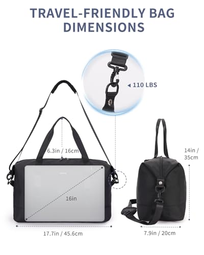 ECOHUB Travel Duffel Bag Carry on Luggage Bag for Airplanes Lightweight Weekender Overnight Shoulder Bag for Women Men Hospital Bag with Trolley Sleeve 30L Black image 2