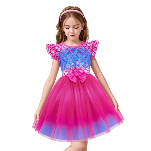 LQSZ Toddler Girls Tutu Dresses Flutter Sleeve Fluffy Party Tulle Dress for Girls 3-12 Years