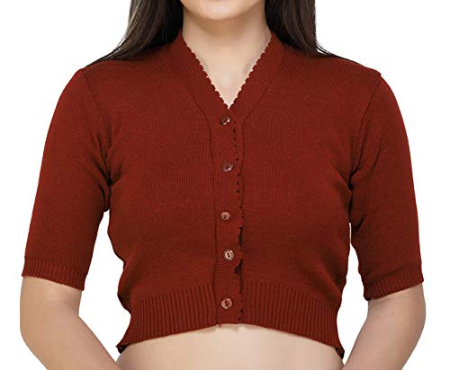 Image of Women Winter Wear V-Neck Half Sleeves Regular Fit Woollen Blouse