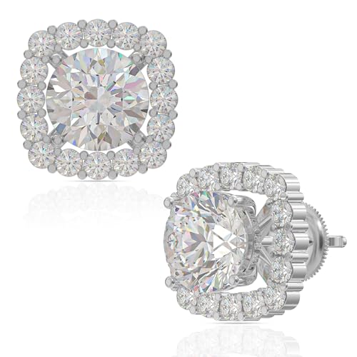 Image of 925 Sterling Silver Stud Earrings for Women | Cubic Zirconia Solitaire Ear Studs | Lightweight Hypoallergenic Anti-Tarnish Daily Wear Jewellery | Gift for Girls, Wife, Girlfriend, Mother, Sister | Birthday, Anniversary, Rakhi