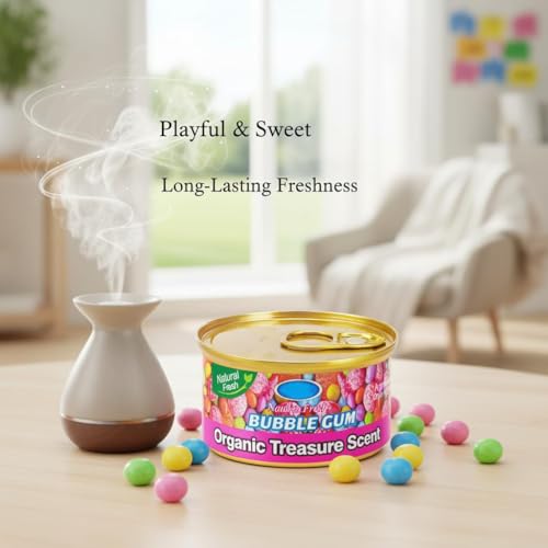 Image of Car Air Freshener Can 45gm.| Long-Lasting Solid Gel Fragrance for Car, Office & Home | Compact Cupholder Fit | Odor Eliminator & Refreshing Aroma for Fresh Drive Experience (Bubble Gum)