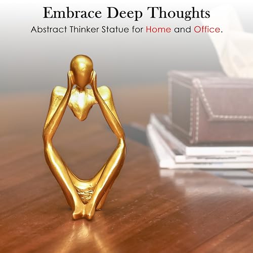 Image of ZAICUS Gold Abstract Thinker Statue - Modern Resin Sculpture for Home & Office Decor | Small Deep Thinker Figurine for Contemporary Interior Accent