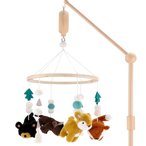 The Peanutshell Crib Mobile for Boys or Girls – Wooden Musical Baby Crib Mobile with 12 Lullabies, Western Woods Baby Western Woods Nursery Decor