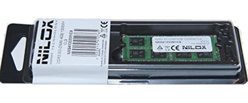 Nilox 4GB PC3-10600 4GB DDR3 1333MHz módulo de - Memoria (4 GB, 1 x 4 GB, DDR3, 1333 MHz, 204-pin SO-DIMM, Verde)