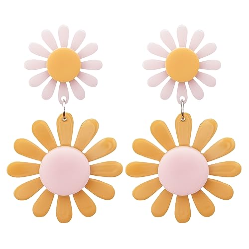 70s Daisy Earrings: Bohemian Style Acrylic Tassel Summer Travel Jewelry Gift