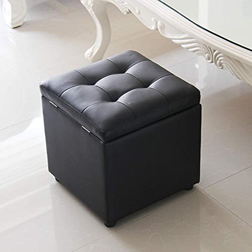 Boîte à jouets pouf de rangement noir pour libérer l'espace au sol