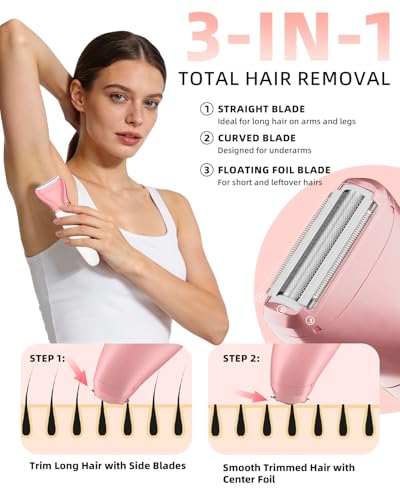 Ufree Lady Shavers for Women Pubic Hair, Bikini Trimmer Women Wet & Dry Use Groomer, Womens Electric Shavers Razors IPX7 Waterproof, Face Legs and Underarm Hair Shaver Cordless, Birthday Gifts, Gold - Image 2