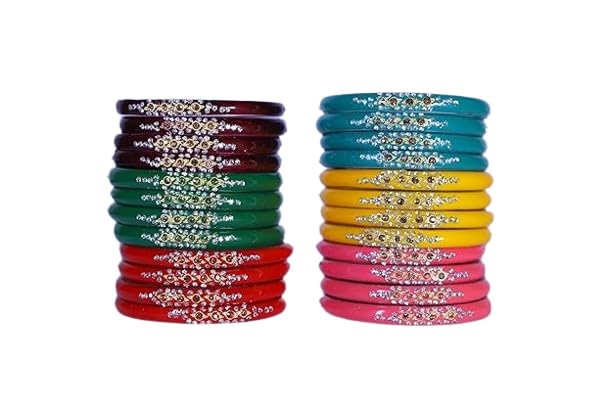 Fancy Glass Bangles Mix Color Set Decorated with Zircon & Beads for Women & Girls on Wedding & Festive Occasions Modakghera (Pack of 24 Bangles) (2.2 Inch) (B0D1CRCK1Q) Amazon Price History, Amazon Price Tracker