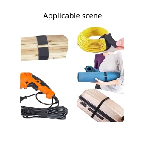Image of 0.78 inch x16Ft Hook and Loop Straps with 25 Metal Buckles, Adjustable Fastening Cable Straps, Cut-to-Length Cinch Strap, Reusable Nylon Securing Cord Ties for Organizer or Storage, 1 inch Wide, Black