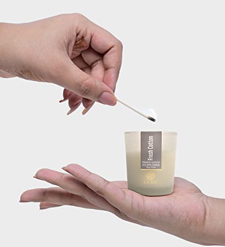 Image of EKAM Fresh Cotton Votive Soy Wax Scented Candle, 40 Grams, 10 Hours Burn Time| Long Lasting Premium Candles | Ideal for Home Decor | Gifting & Aromatherapy (Pack of 6)