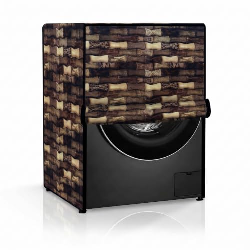 Image of Star Weaves Front Load Fully Automatic Washing Machine Cover for 6 kg, 6.5 kg, 7kg & 7.5 kg (Brown) | Waterproof & Dustproof Polyester Fabric with Zipper | Protection Cover | 59 x 59 x 86 cms