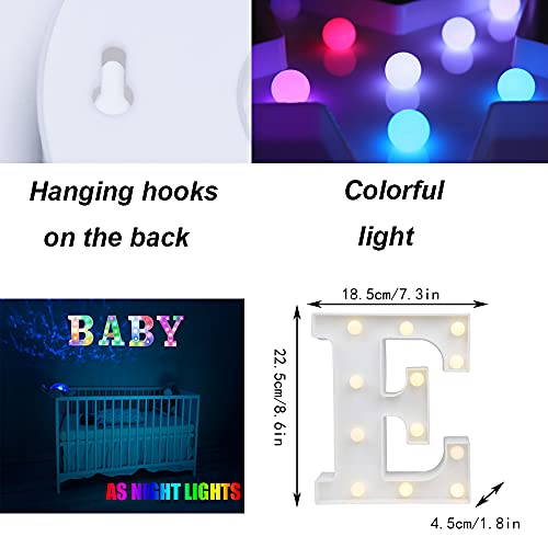 Image of LED Marquee Letter Lights, 18 Colors Changing Light Up Letters with Remote, RGB Alphabet Letters Sign for Girls Boys Gift Birthday Party Night Light Bedroom Wedding Christmas Decor-Colorful E