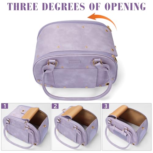Image of Dog Carrier Purse, Pet Bag, Waterproof Premium Leather Pet Travel Portable Bags for Cat and Small Dog Home & Outdoor Small Purple