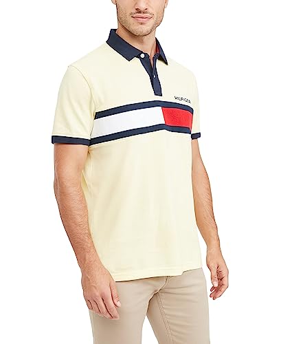 Image of Tommy Hilfiger Men's Short Sleeve Cotton Pique Flag Polo in Regular Fit