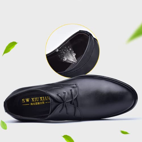 BORAMAX Mens Black PU Dress Shoes Spring SummerFashion Style Men's Breathable Comfortable Business Lace Up Leather Slip Shoe3