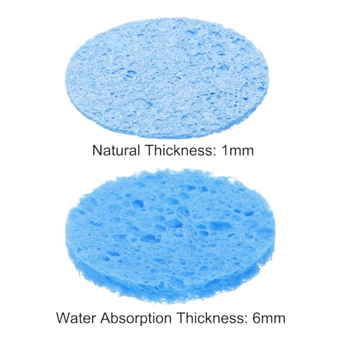 Image of MECCANIXITY 35PCS Soldering Sponge 50mm Round Blue Cleaning Pad Welding Tip Iron Replacement for Cleaning Soldering Iron 1mm Natural Thickness 6mm Water Absorption Thickness