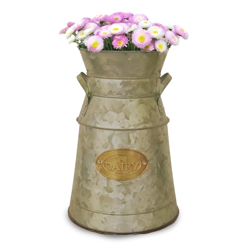 Headwind Countryside Collection - Vintage Dairy Planter – 12 Inch Rustic Green Galvanized Decor Metal Milk Can Vintage Country Style Farmhouse Vases Flower Holder by Robert Allen