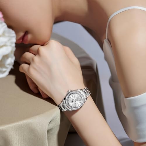 Image of OLEVS Quartz Watch Women Silver Stainless Steel Waterproof Luminous