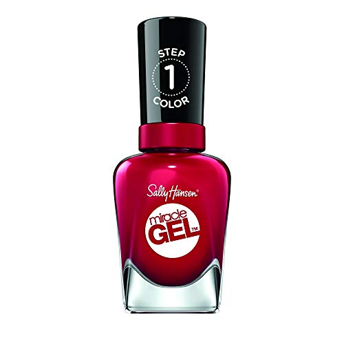 Sally Hansen Miracle Gel Nagellack ohne künstliches UV-Licht Cant Beet Royalty, Burgunder-Rot, mit intensiv glänzendem Gel-Finish, Nr. 474, (1 x 14,7 ml)