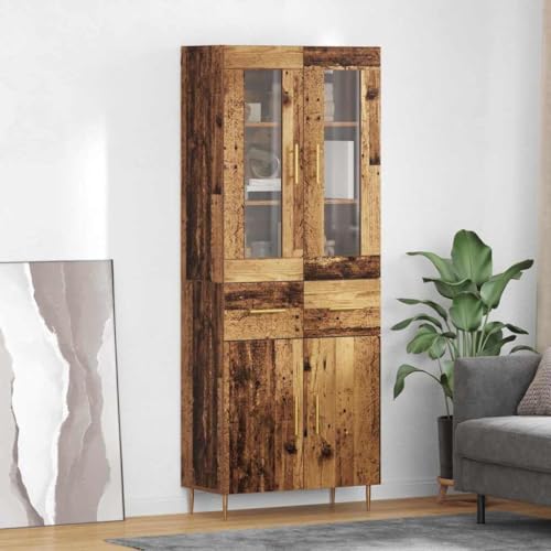 sephironlbb Tableros modernos con 2 cajones, aspecto de madera vieja, 180 cm de alto, gabinete estrecho a base de madera para sala de estar, comedor, pasillo, mucho espacio de almacenamiento