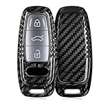T-carbon Key Fob Cover with Keychain Fits Audi A7 Q7 RS7 SQ7 2019-2025;Real Carbon Fiber Key Fob Case Shell Protector Fits Audi A3 S5 SQ5 RS5 S6 RS6 2023 A6 A8 Q8 E-Tron 2024 Smart Remote Accessories