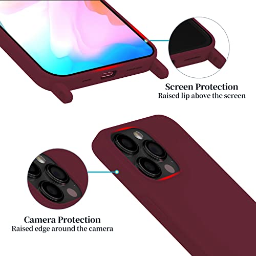Image of Compatible with iPhone 15 Pro Case with Lanyard Crossbody iPhone Case with Strap Adjustable Shockproof Drop Protection Silicone Phone Cover for iPhone 15 Pro 6.1'' Plum