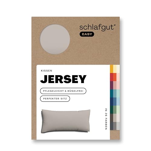 Schlafgut Easy Jersey Kissenbezug 40x80 cm Sand Mid mit 100% Baumwolle, superweicher & atmungsaktiver Kopfkissenbezug