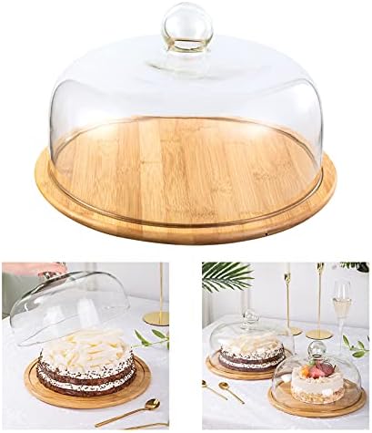 Baoblaze Serving Tray Cloche Dome Cheese Board Cake Stand Muffin Bread Fruit Plate Display w/ Dome Cover , 29cm