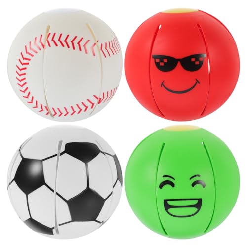 SHINEOFI 4 Stück Hundebälle aus Kunststoff Beißfest und Zahnreinigend Interaktives Welpen Beißspielzeug für Haustiertraining und Spielspaß