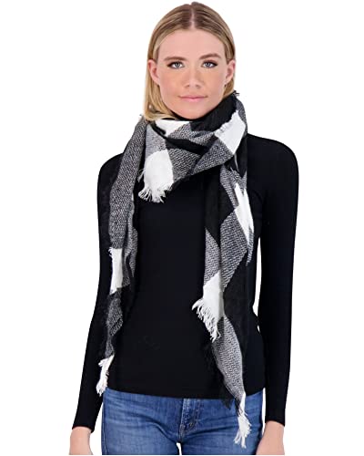 Plaid Blanket Scarf Winter Warm Fall Scarfs for Women, Lightweight Woven Soft Oversized Stylish Tartan Scarves Shawl Wraps