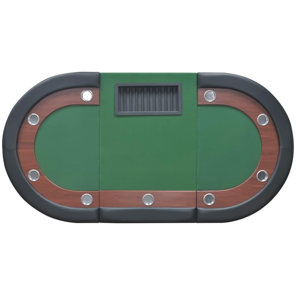 TALCUS Ensemble de meubles Table de poker pour 10 joueurs avec zone de revendeur et plateau à frites Vert
