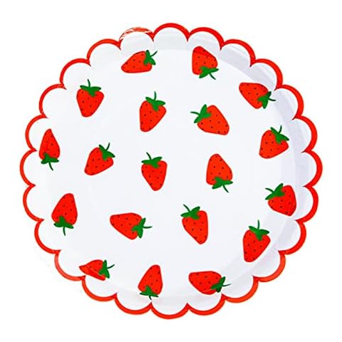 40 Count Disposable Strawberry Birthday Decorations Plates,Paper Plates strawberry decorations Party Supplies for Appetizer,Picnic,Baby Shower,Barbecue,Wine Party Supplies(Strawberry2#,7 inch) Cover