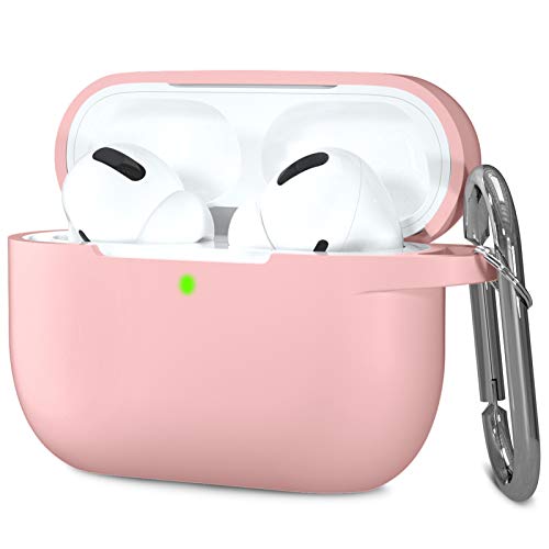 HamileCompatible with AirPods Pro Case Protective Silicone Airpod Case Shockproof Cover Skin for Apple Airpod Pro 2019 Charging Case, with Keychain Pastel Pink
