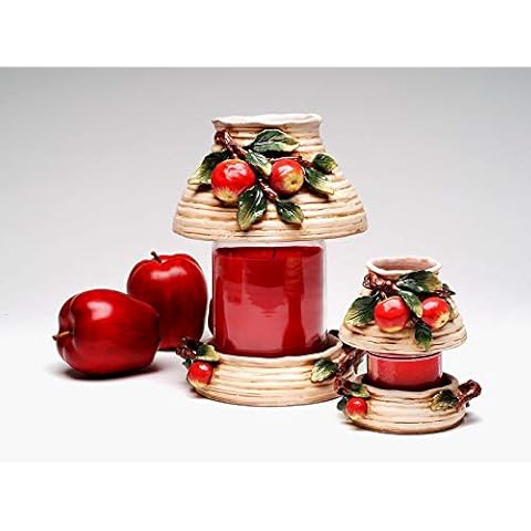 Cosmos Gifts Ceramic Apple Candle Jar Set Cover