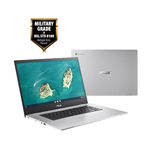 Asus Chromebook Cx1, 15.6" Full Hd Nanoedge Display, Intel Celeron N3350 Processor, 64Gb Emmc Storage, 8Gb Ram, Chrome Os, Transparent Silver, Cx1500Cna-As84F #TOP1
