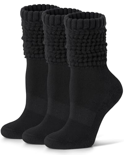 Image of FITRELL Slouch Socks for Women, 3 Pairs Soft Cotton Knee High Scrunch Tube Boot Socks