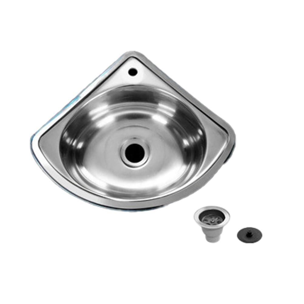 Évier de cuisine RV compact acier inoxydable petit lavabo d'angle triangle - 7